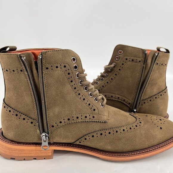 Madden REMPPR Wingtip Boots Size 9.5 Olive Suede Brogue Zip Lace-Up Ankle Boot main image 15